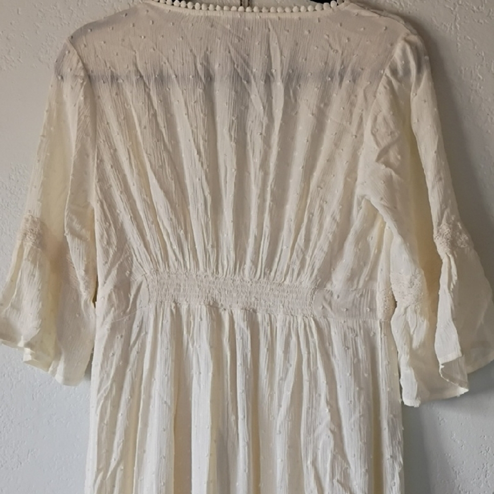 Knox Rose Women's Boho Cream Swiss Dot Maxi Dress Size S - Picture 7 of 15